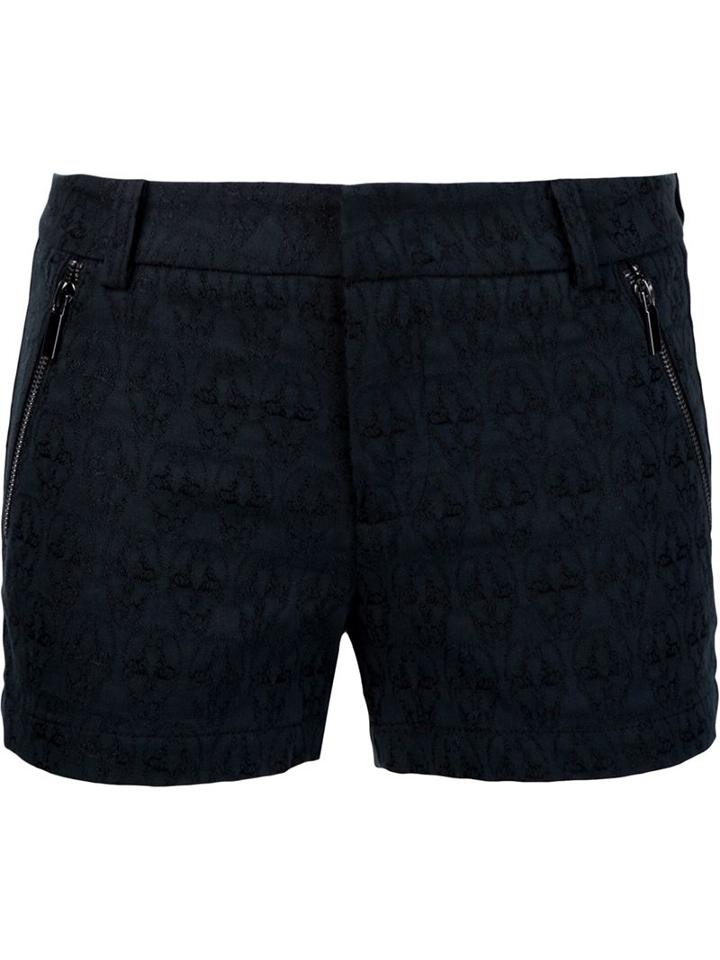 Thomas Wylde Skull Jacquard Shorts, Women's, Size: 8, Black, Cotton/rayon