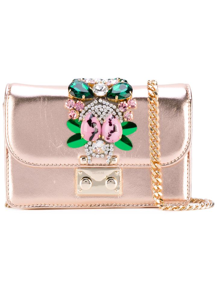 Gedebe - Cliky Shoulder Bag - Women - Leather/glass/metal/acetate - One Size, Pink/purple, Leather/glass/metal/acetate