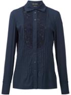 Yigal Azrouel Lace Inset Shirt, Women's, Size: 8, Blue, Cotton/polyamide/spandex/elastane