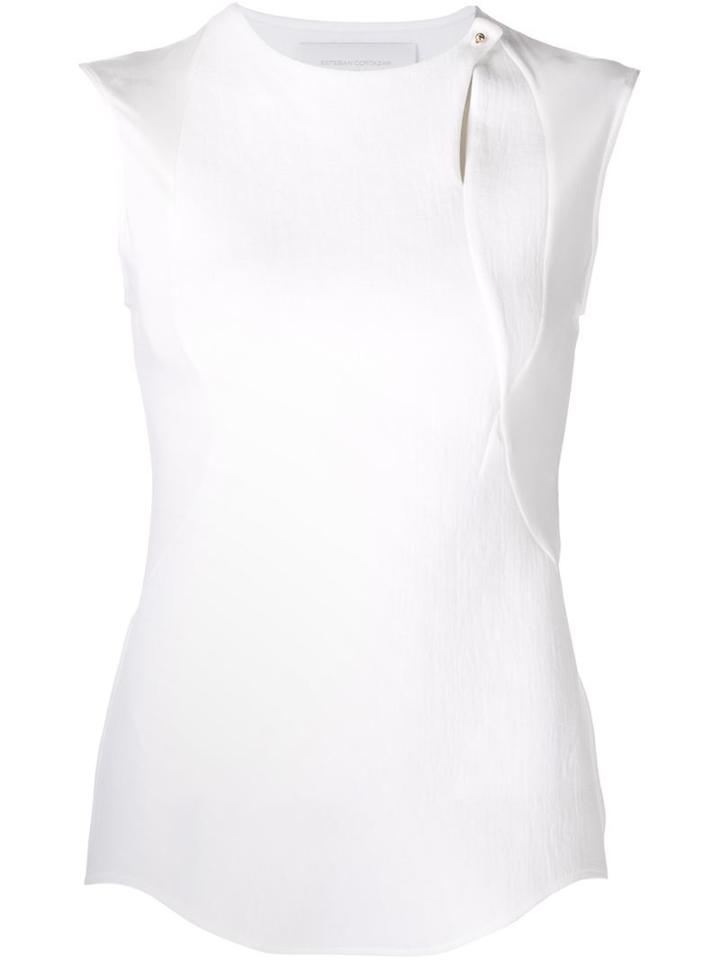Esteban Cortazar Fitted Asymmetric Tank Top, Women's, Size: 42, White, Cotton/viscose/polyamide/spandex/elastane