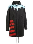 Faith Connexion Hooded Printed Parka Coat, Men's, Size: Small, Black, Cotton