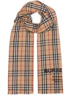 Burberry Embroidered Vintage Check Lightweight Cashmere Scarf - Brown