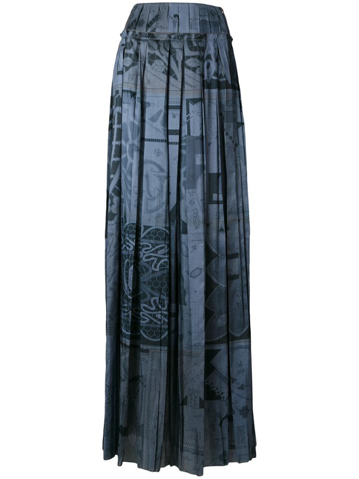 Maison Margiela Printed Knife Pleat Skirt - Blue