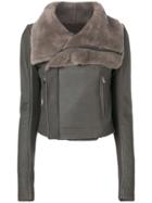 Rick Owens Fur Collar Leather Jacket - Grey