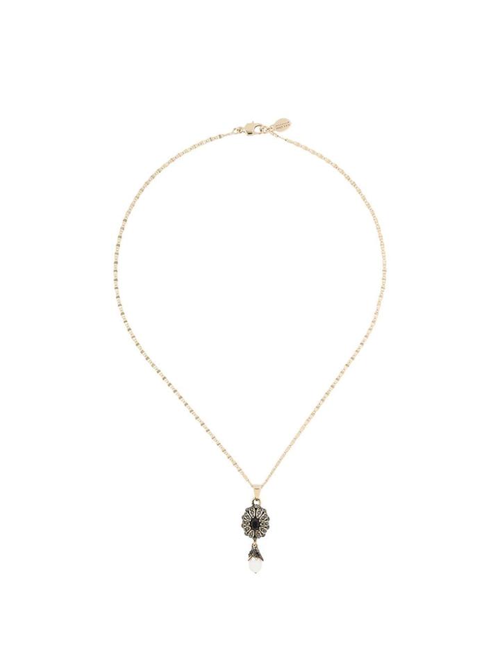 Alexander Mcqueen Metal Drop Pearl Necklace - Gold