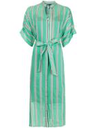 Aula Pinstriped Shirt Dress - Green