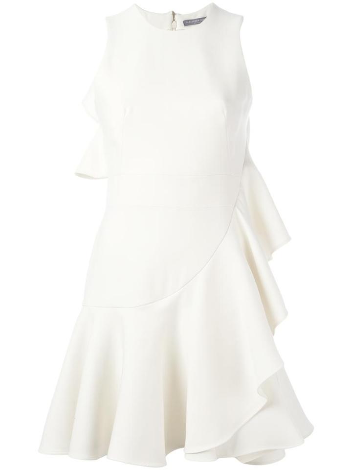 Alexander Mcqueen Ruffled Mini Dress, Women's, Size: 44, White, Virgin Wool/polyamide/silk