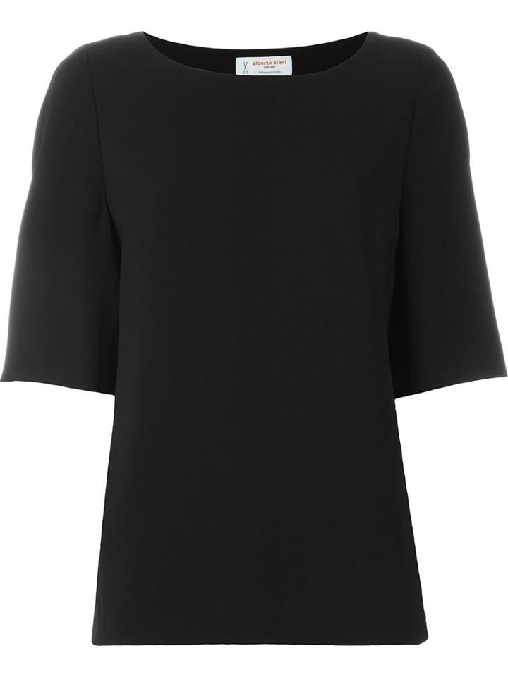 Alberto Biani Scoop Neck Top, Women's, Size: 38, Black, Triacetate/polyester