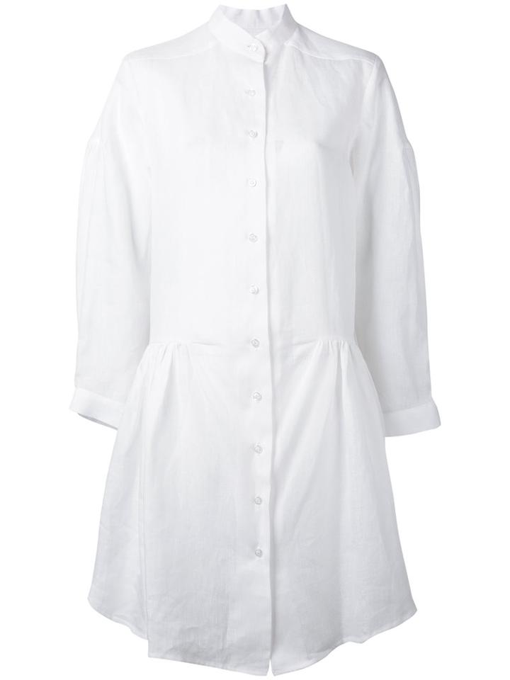 Roberts Wood Mid-length Shirt Dress, Women's, Size: Small, White, Linen/flax