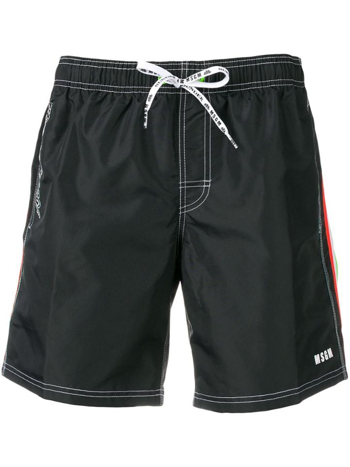 Msgm Contrast Stripe Swim Shorts - Black