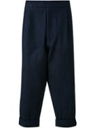 Jw Anderson Front Pleat Cropped Trousers - Blue