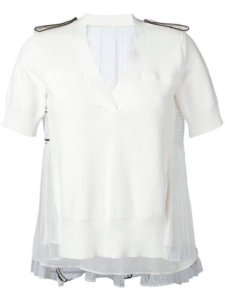 Sacai - Pleated Back Top - Women - Cotton/polyester/cupro - I, White, Cotton/polyester/cupro
