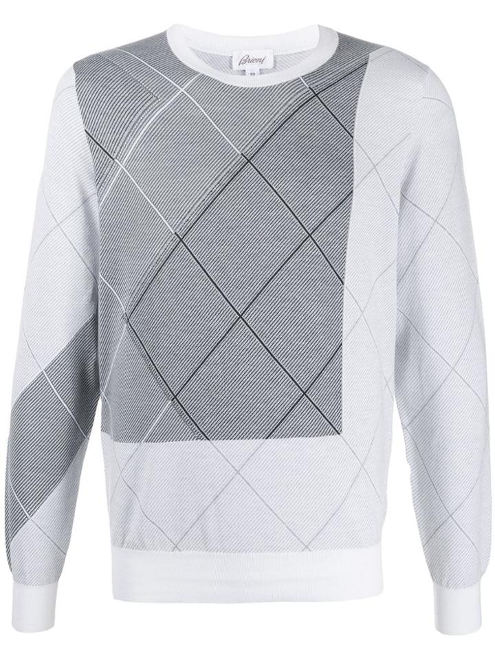 Brioni Geometric Pattern Crew-neck Pullover - White