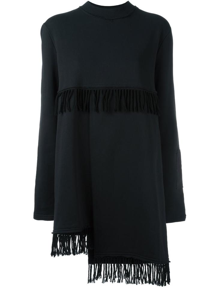 Damir Doma 'watt' Fringed Dress, Women's, Size: Medium, Black, Cotton/wool