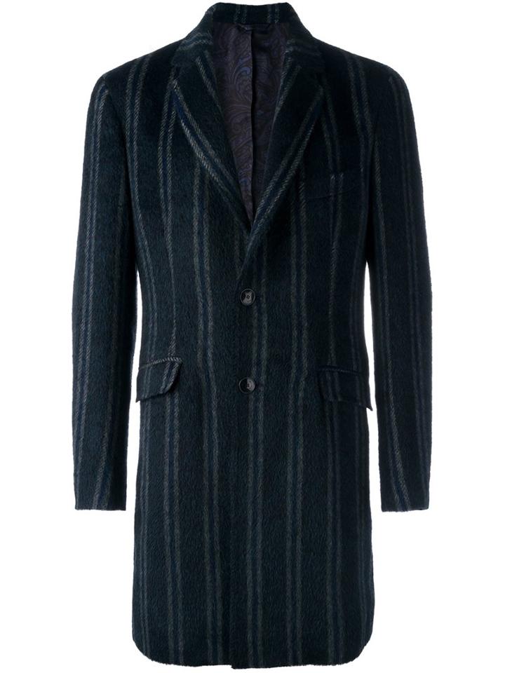 Etro Single-breasted Coat, Men's, Size: 48, Blue, Silk/acetate/viscose/alpaca