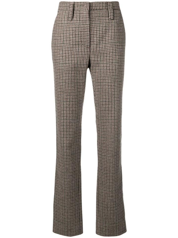 Miu Miu High Waisted Checked Wool Trousers - Brown