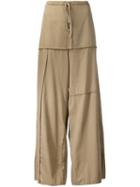 Lost & Found Rooms - Panelled Wide Leg Trousers - Women - Cotton - Xs, Nude/neutrals, Cotton