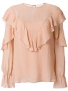 See By Chloé - Frilled Blouse - Women - Silk/cotton - 38, Pink/purple, Silk/cotton