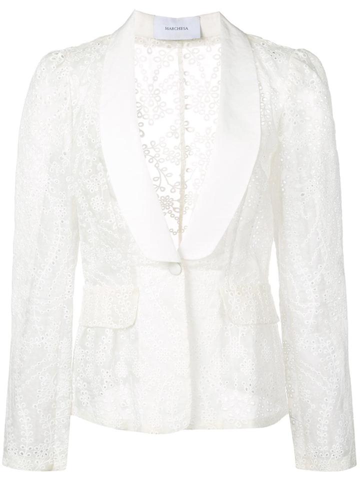 Marchesa Embroidered Blazer - White