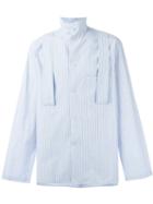 Yohji Yamamoto Striped Asymmetric Shirt, Men's, Size: 4, Blue, Cotton