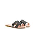 Elisabetta Franchi La Mia Bambina Stud-embellished Sandals - Black