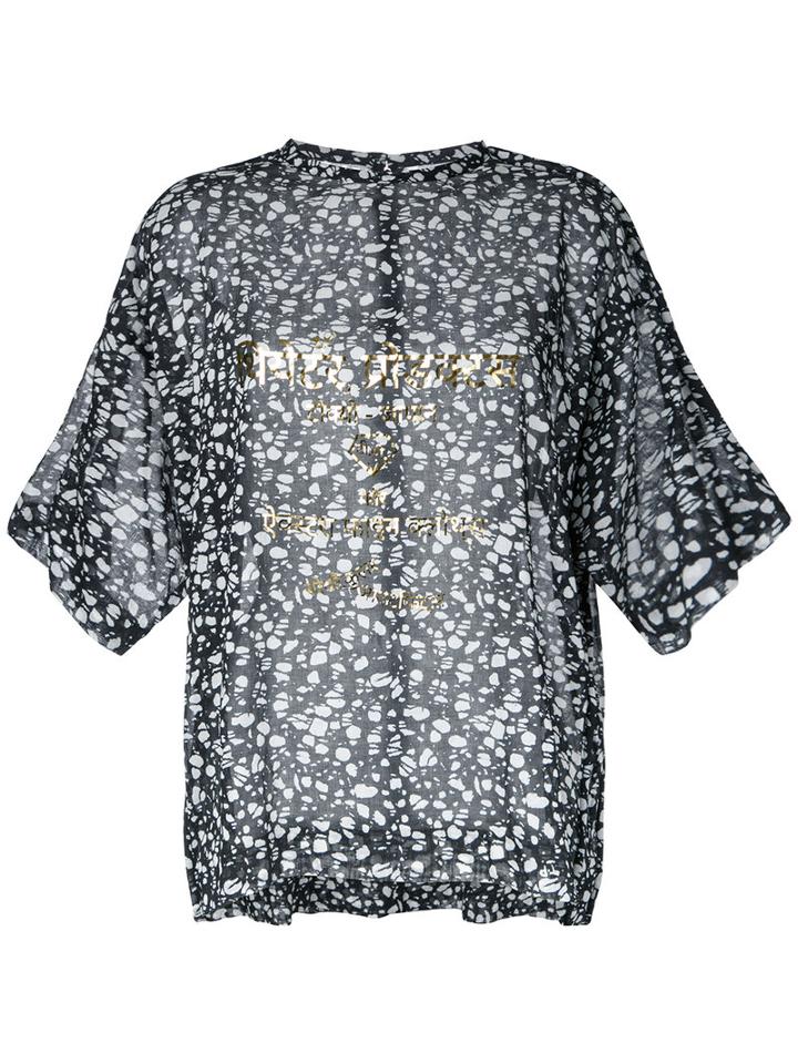 Theatre Products - Sheer Printed Blouse - Women - Cotton - One Size, Black, Cotton