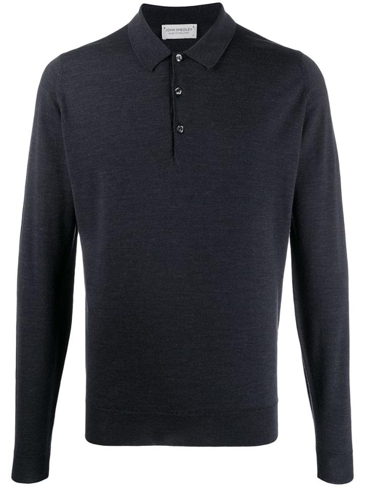 John Smedley Belper Wool Polo Shirt - Grey