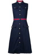 Loveless - Military Shirt Dress - Women - Polyester/polyurethane/rayon - 7, Blue, Polyester/polyurethane/rayon