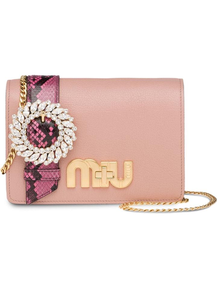 Miu Miu Madras And Ayers Leather My Miu Bag - Pink & Purple