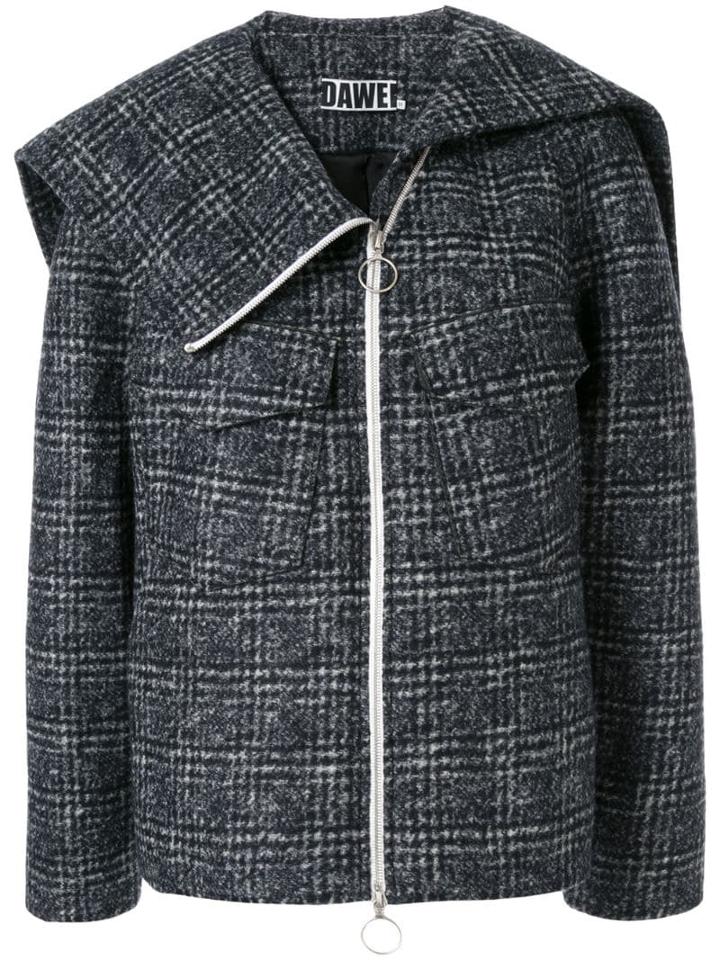 Dawei Check Print Jacket - Grey