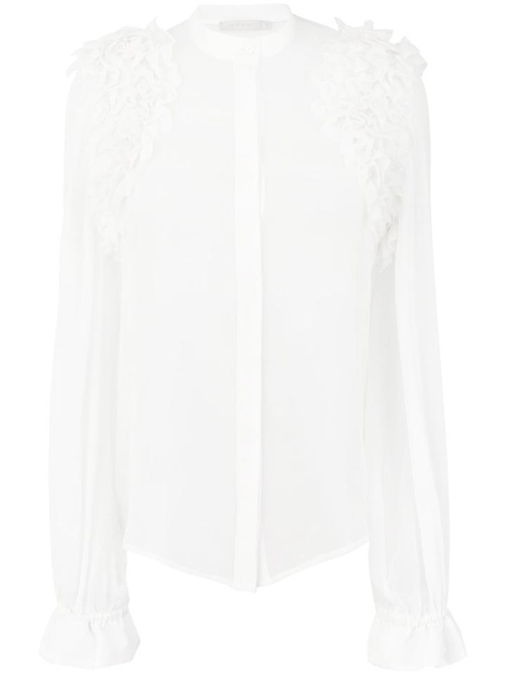 Amen Sheer Frill Blouse - White
