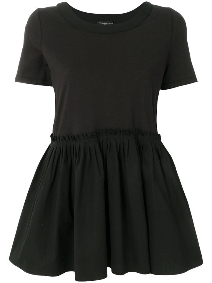 Twin-set Peplum Waist T-shirt - Black