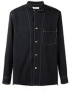 Sulvam Contrast Stitching Shirt - Black
