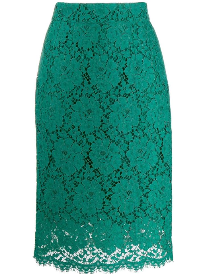 Dolce & Gabbana Lace Midi Skirt - Green