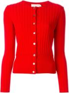 Tory Burch Round Neck Cardigan, Women's, Size: Medium, Red, Cotton