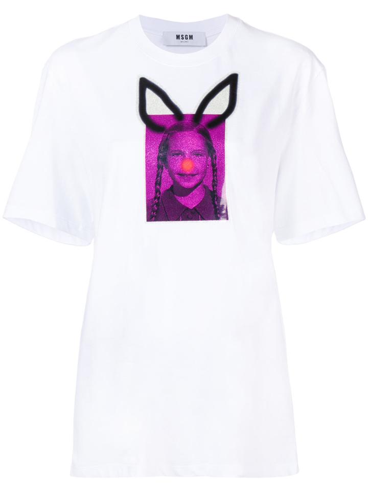 Msgm Grafittied Photo Print T-shirt - White