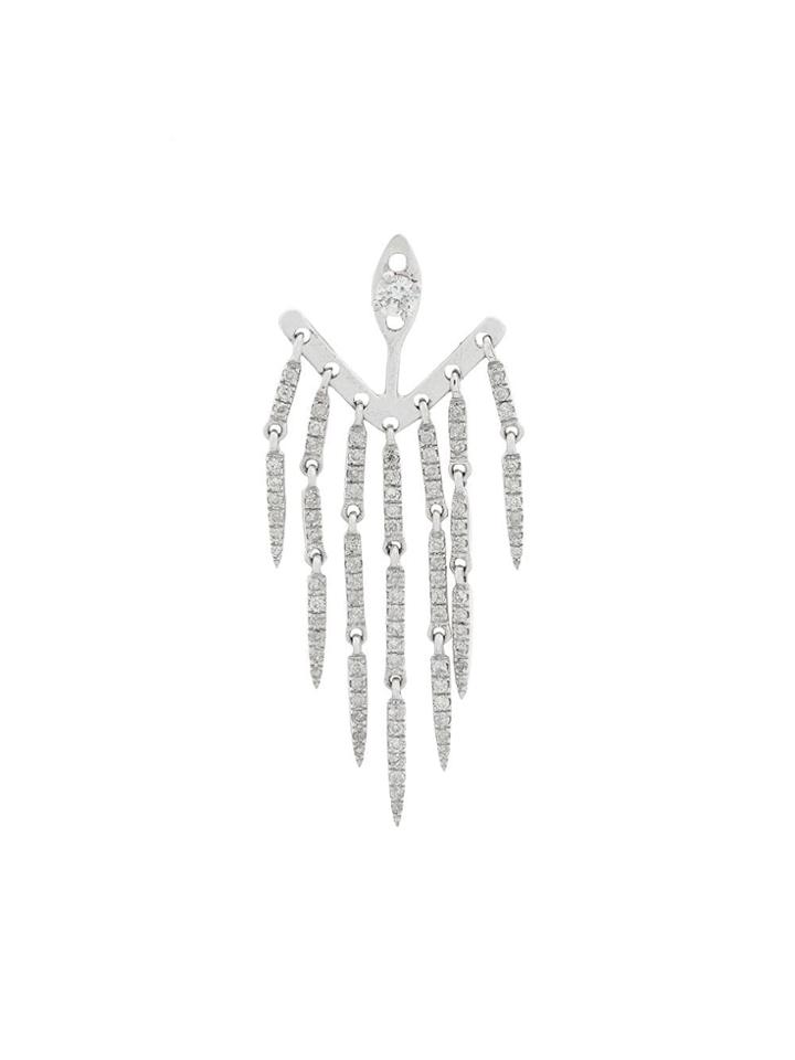 Yvonne Léon 18kt White Gold And Emerald Dessous Denté Earrings -