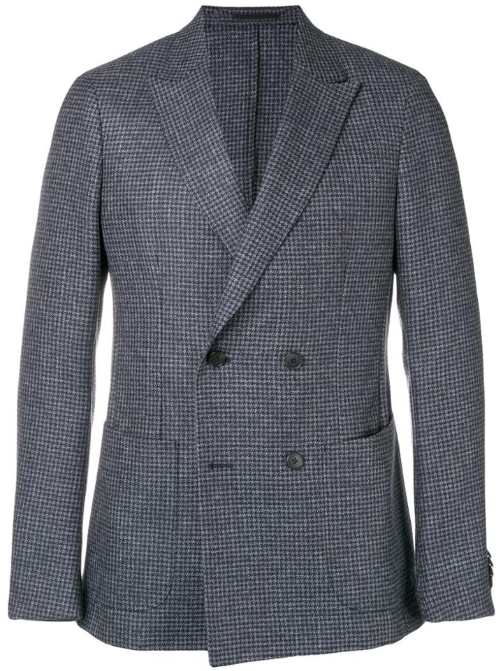 Z Zegna Houndstooth Double-breasted Blazer - Blue