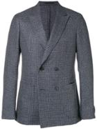 Z Zegna Houndstooth Double-breasted Blazer - Blue