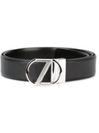 Z Zegna Logo Buckle Belt, Men's, Size: 85, Black, Calf Leather