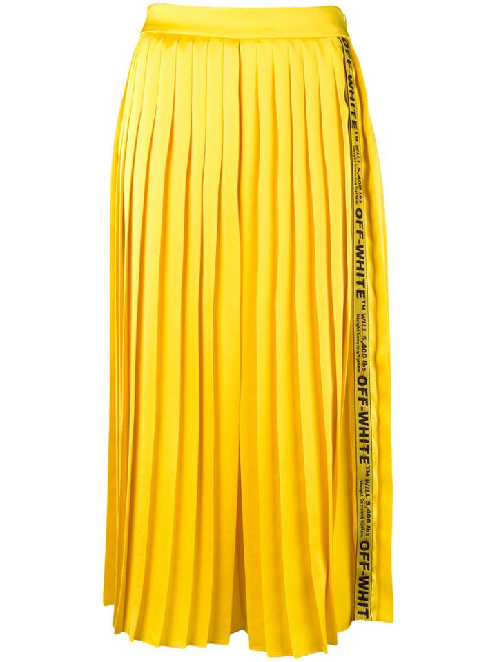Off-white Logo Tape Pleated Midi Skirt - Yellow & Orange