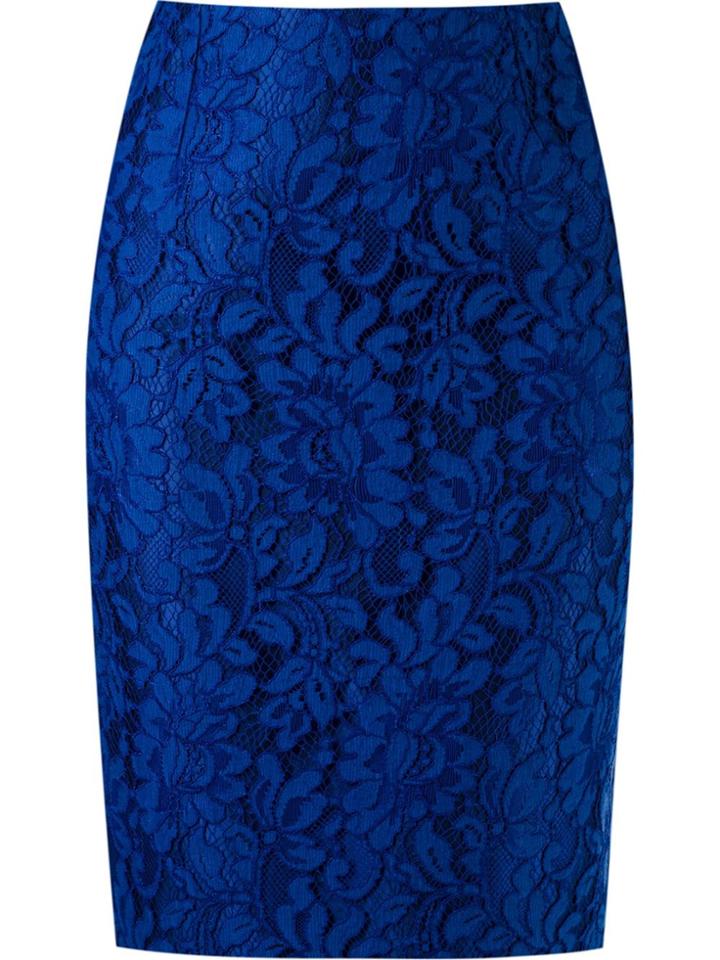 Martha Medeiros Lace Pencil Skirt - Blue