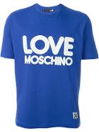 Love Moschino Logo Print T-shirt, Men's, Size: M, Blue, Cotton