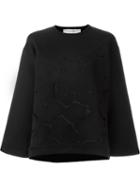 Stella Mccartney Floral Lace Pattern Sweatshirt, Women's, Size: 42, Black, Cotton/polyamide/polyester