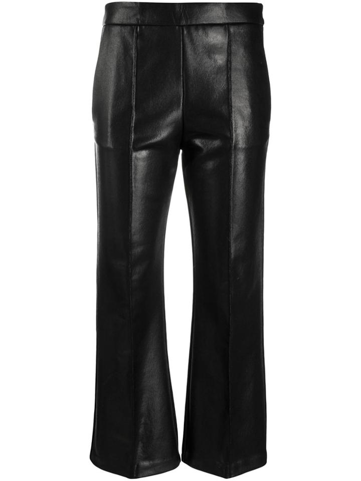 8pm Faux Leather Flared Trousers - Black