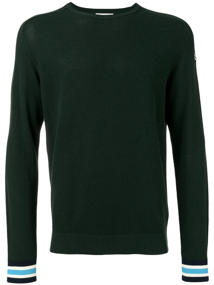 Moncler Striped Cuff Jumper, Men's, Size: Medium, Green, Cotton
