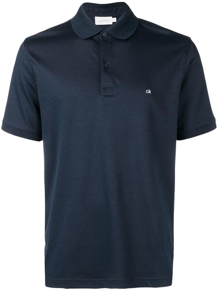 Calvin Klein Navy Logo Polo Top - Blue