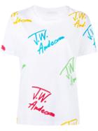 J.w. Anderson Signature Print T-shirt, Women's, Size: M, White, Cotton