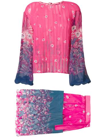 Great Unknown Vintage Floral Print Top & Skirt - Pink & Purple