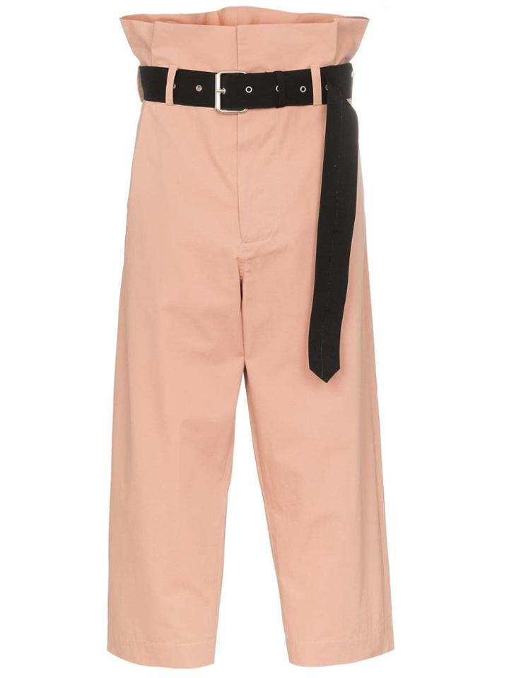 Plan C Paperbag Waist Cropped Trousers - Pink